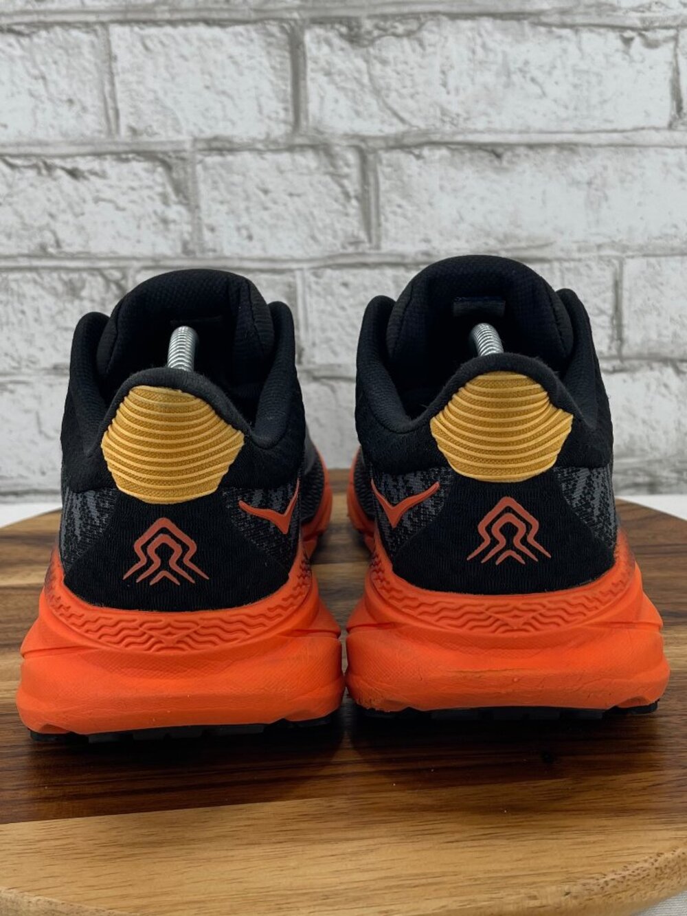 Hoka Men's Gray and Orange Athletic Running Shoes with Yellow Accents - Picture 4 of 16